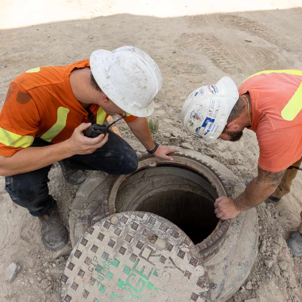 Commercial Construction Drain Care team doing an assessment of construction site.