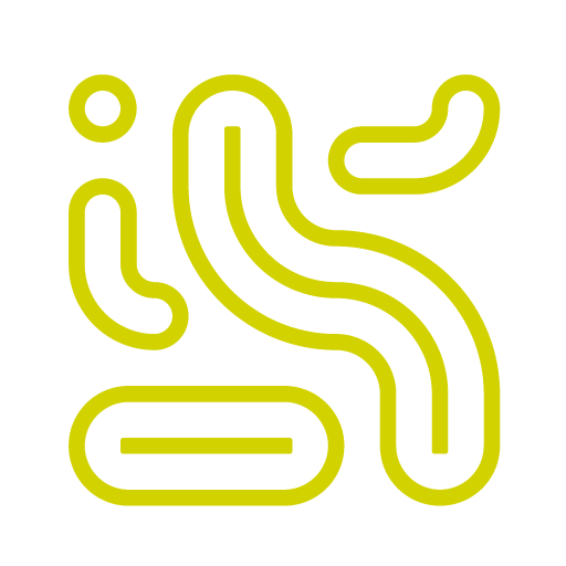 Lime green keyline icon with lines moving in different directions