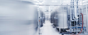 industrial silver metal tanks in a sterile environmnet