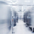 industrial silver metal tanks in a sterile environmnet